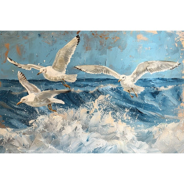 Canvas of Seagulls in Flight